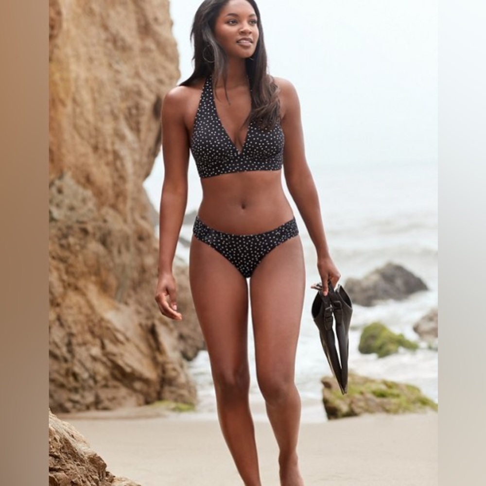 NWT Tommy Bahama Black White Polka Dot Reversible Bikini Bottom UPF 50 Size XL
